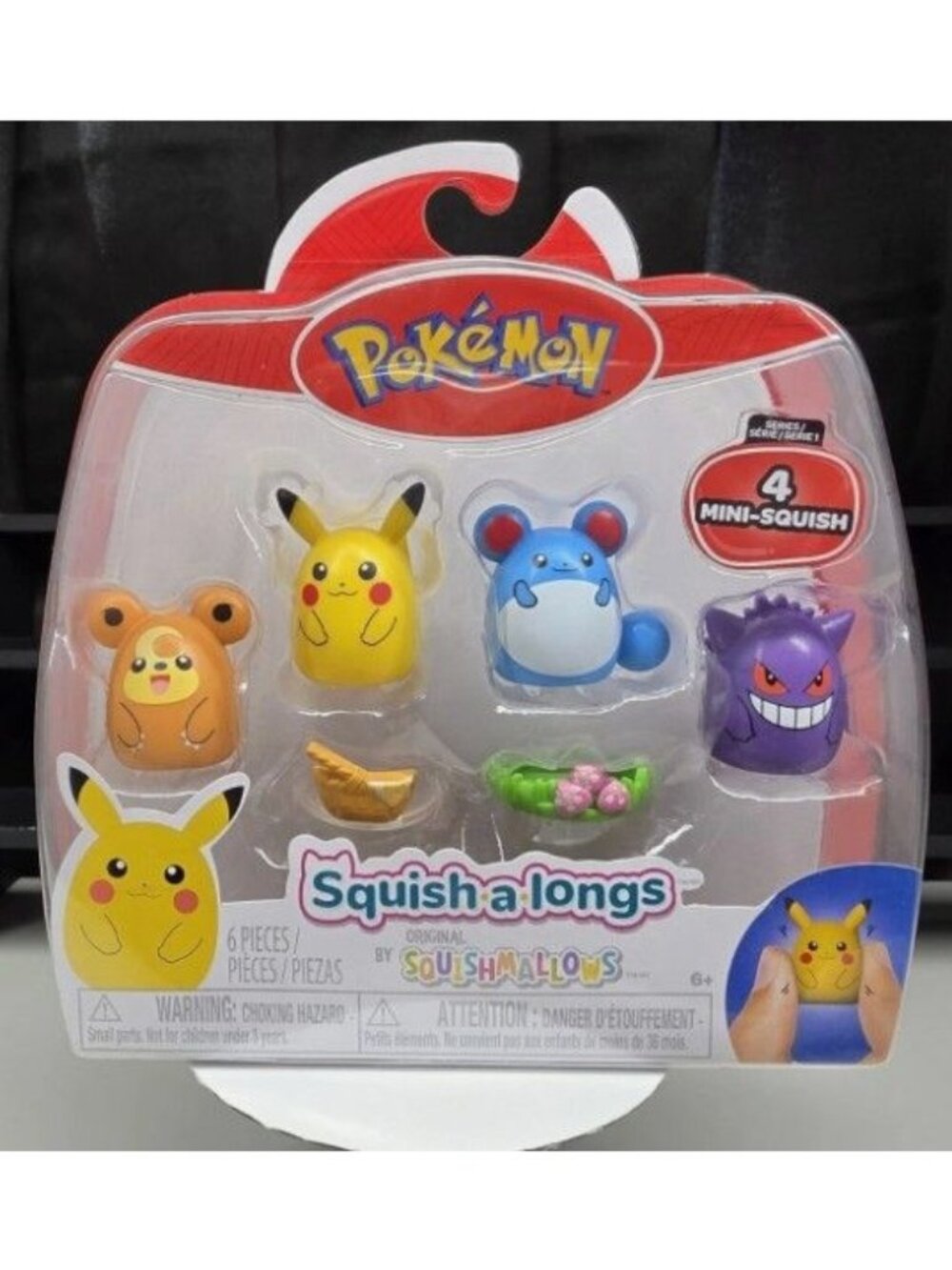 Pokémon Squishmallows Squishalongs 6 Mini-Squish Pikachu Gengar Teddiursa Marill